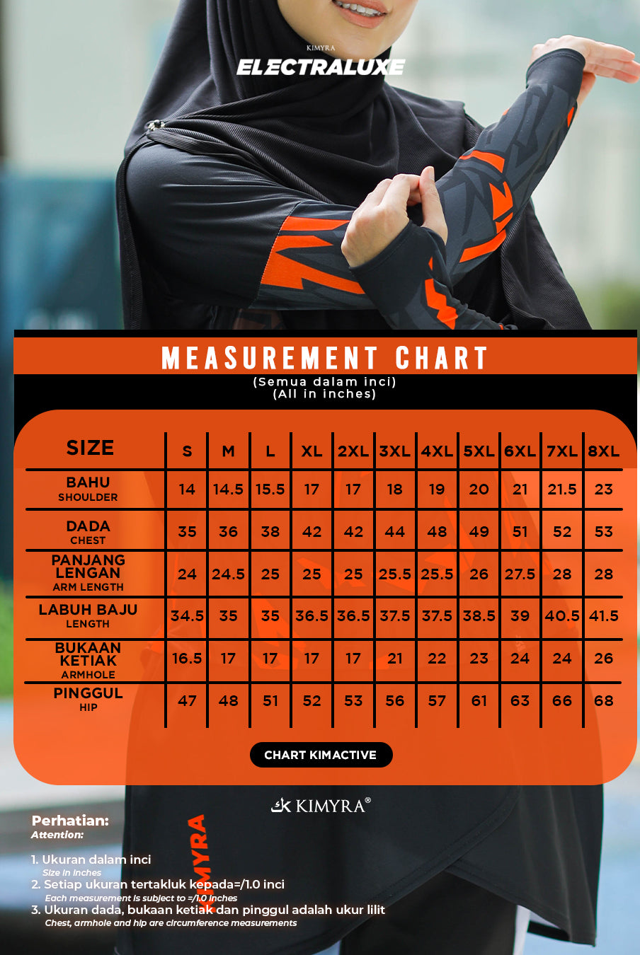size chart muslimah activewear