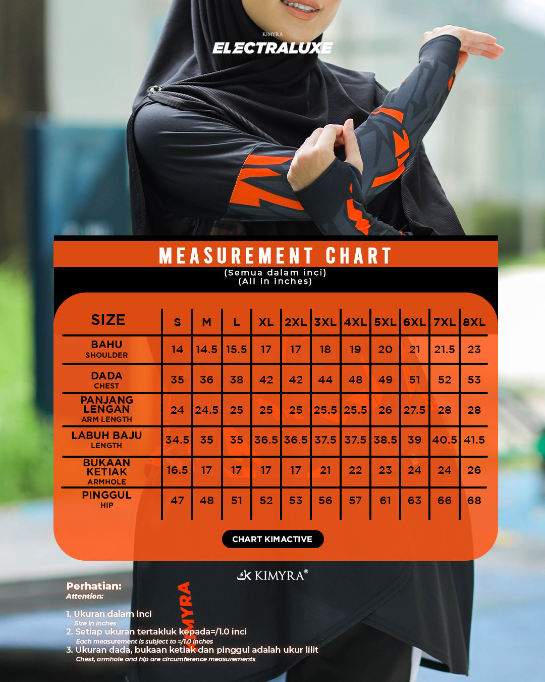 size chart muslimah activewear