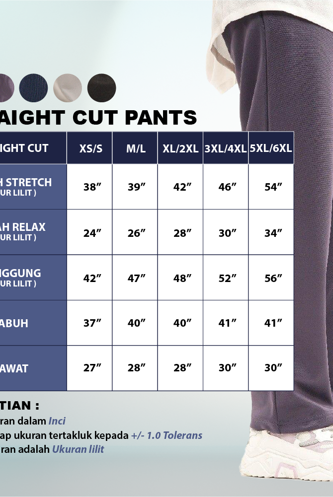 Sports pants measurement suitable for muslimah