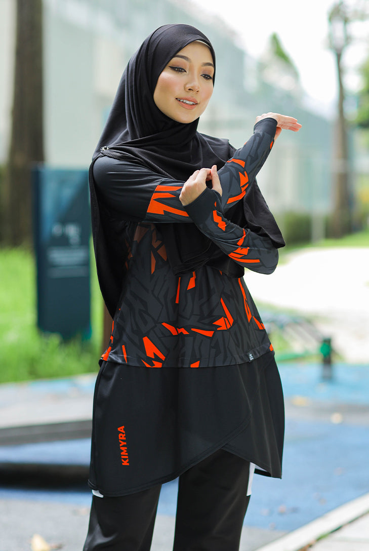 black and orange modest sportswear