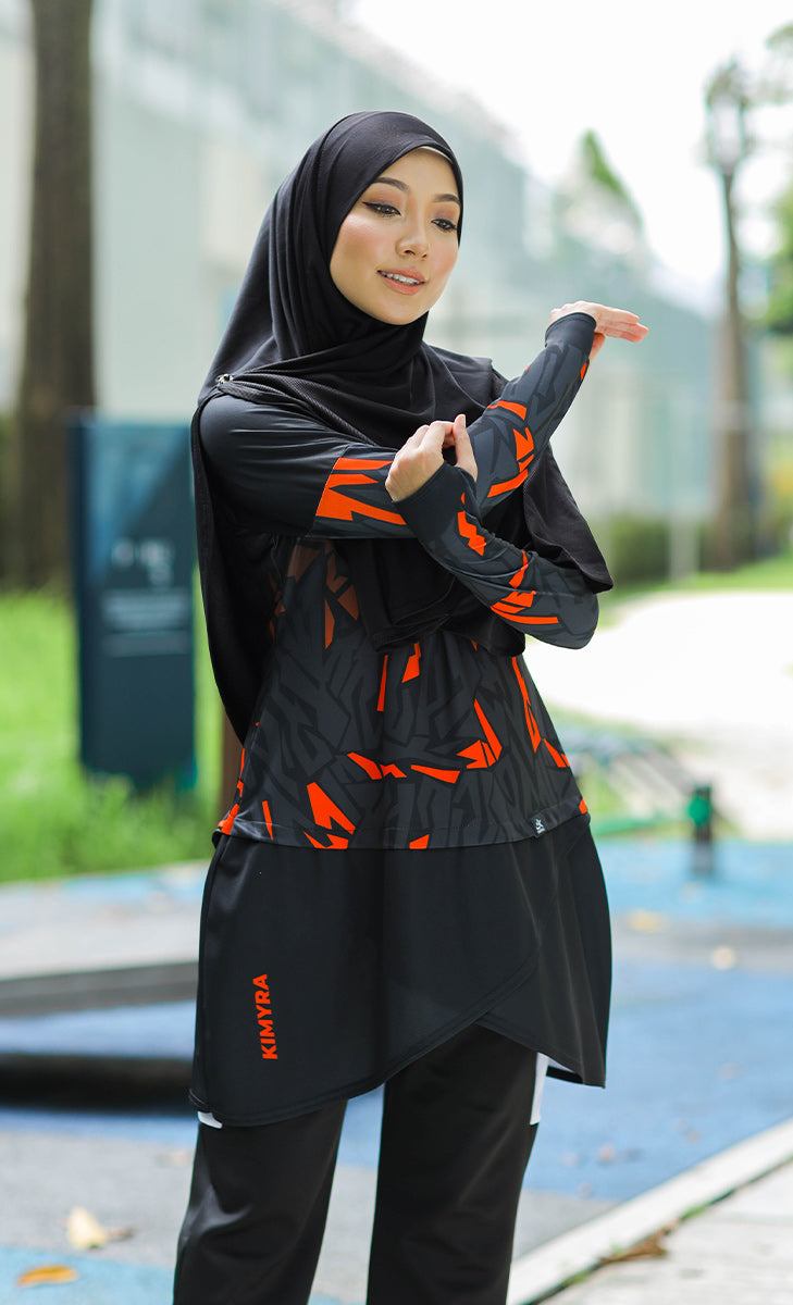 black and orange modest sportswear