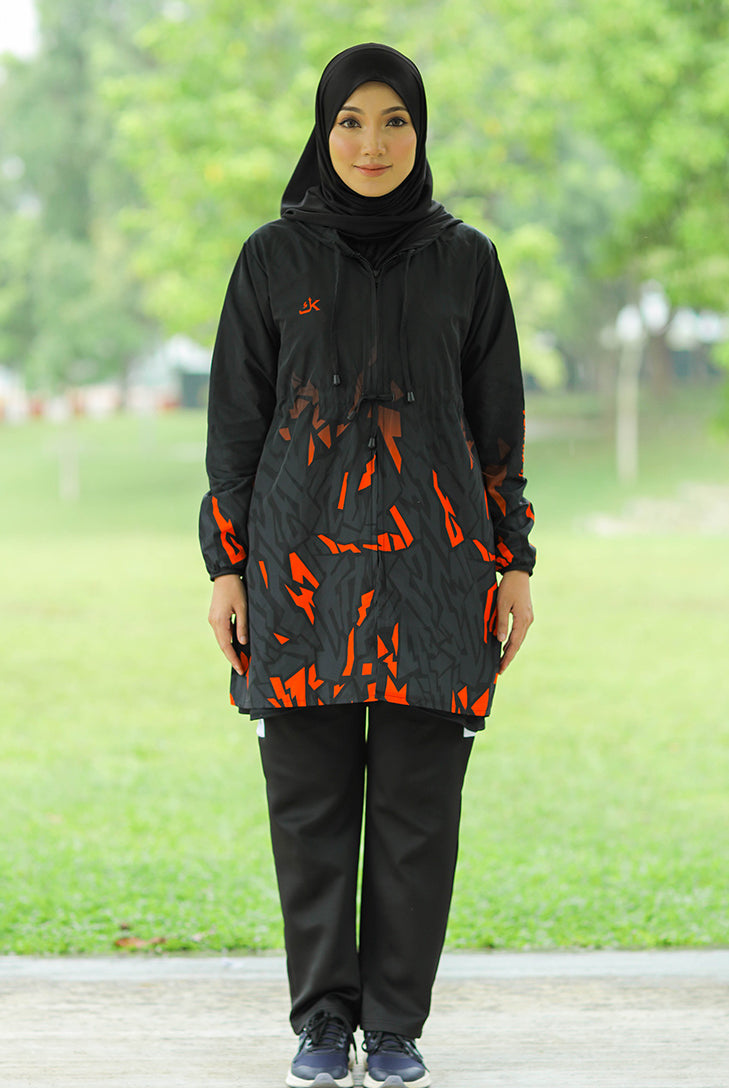 black modest windbreaker