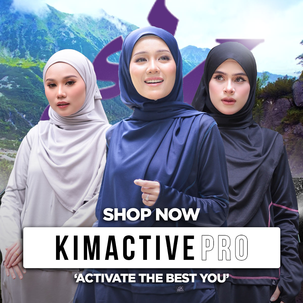 Baju sukan dan renang muslimah Kimactive Pro